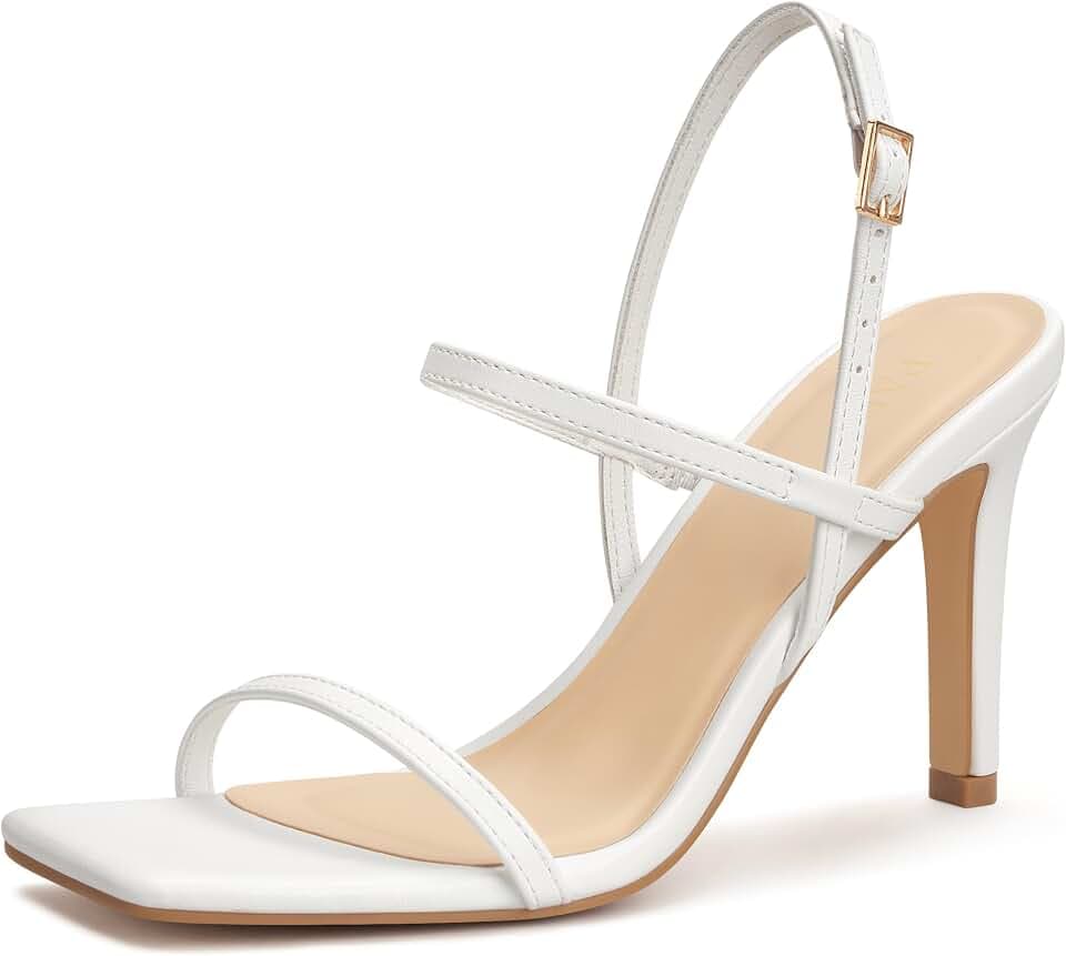 PARTY Women's Strappy High Heel Sandals Square Toe Ankle Strap