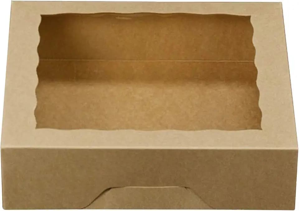 ONE MORE [25pcs] 10inch Brown Natural Kraft Bakery Pie Boxes With PVC Windows,Large Cookie box Disposable Cardboard Containers 10x10x2.5inch,25 of Pack