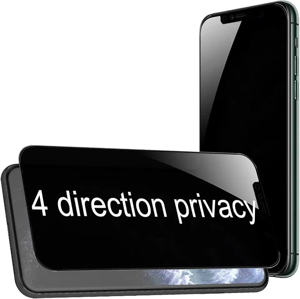 2 Pack 360 Degree Privacy Tempered Glass Suit for iPhone 11 Pro Max/iPhone XS Max Anti-Spy 4 Directions Screen Protector Film 4 Sides Anti-Peeping 9H Hardness Anti-scratch 6.5 inch