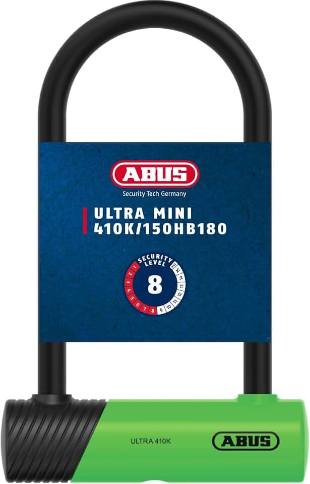 ABUS Bügelschloss 410K Ultra für Fahrrad und E-Scooter - handliches und robustes Fahrradschloss mit praktischer Halterung zum Transport - Fahrrad-Zubehör