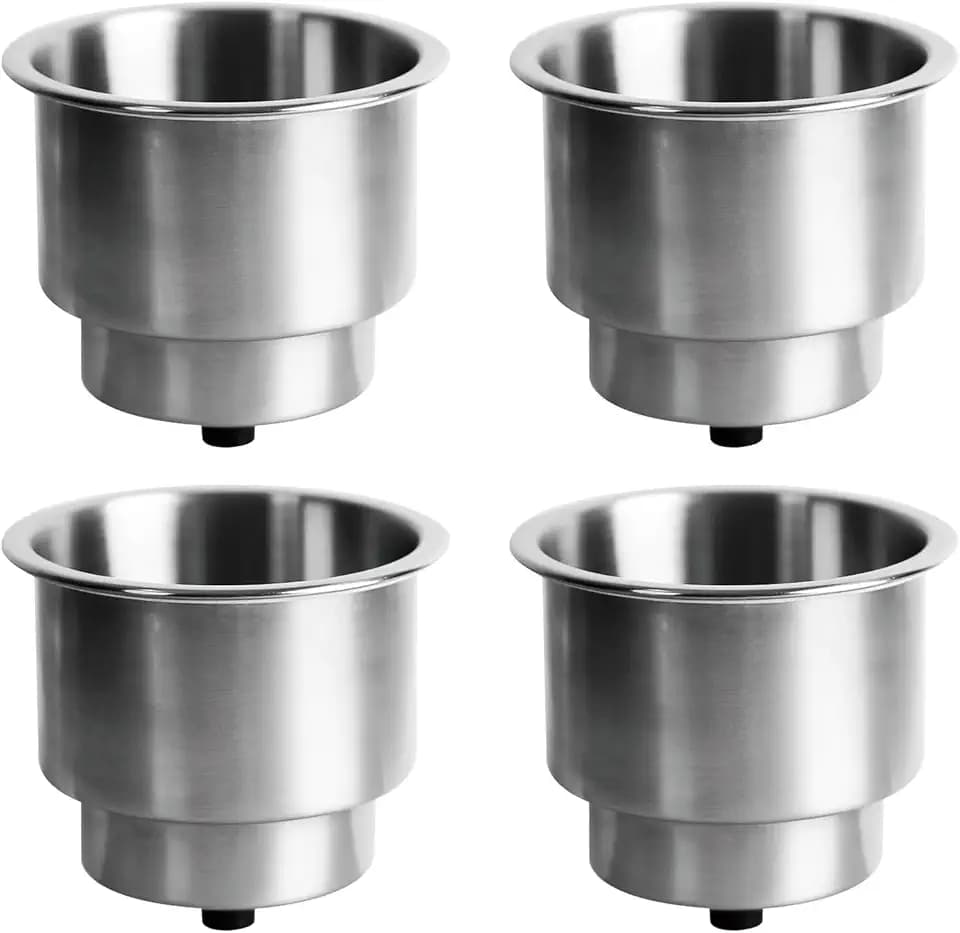 Boat Cup Holder 4 Pack, 304 Stainless Steel Marine Grade Drink Holder with Drain for Boat RV Camper