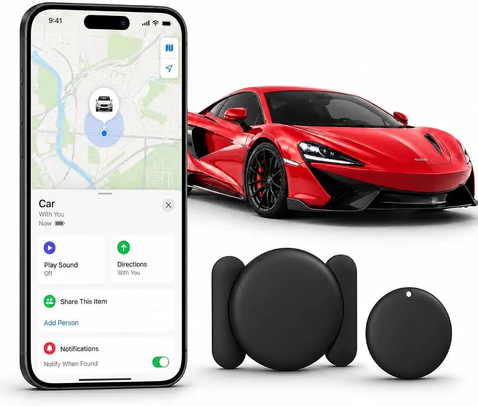 GPS Tracker for Vehicles,Magnetic Waterproof Car Tracker, No Monthly fees, Mini Portable GPS Tracker for Cars, Trucks, Motorcycle, Anti-Theft (iOS Only)