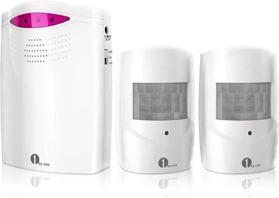 1byone Driveway Alarm Wireless Outside, 1 Receiver 2 Infrared Sensors