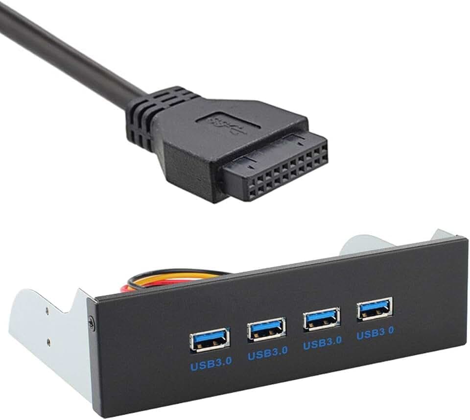 CY USB 3.0 4 Anschlüsse 5,25-Zoll-USB-Hub auf der Vorderseite aus Metall mit 15-poligem SATA-Anschluss