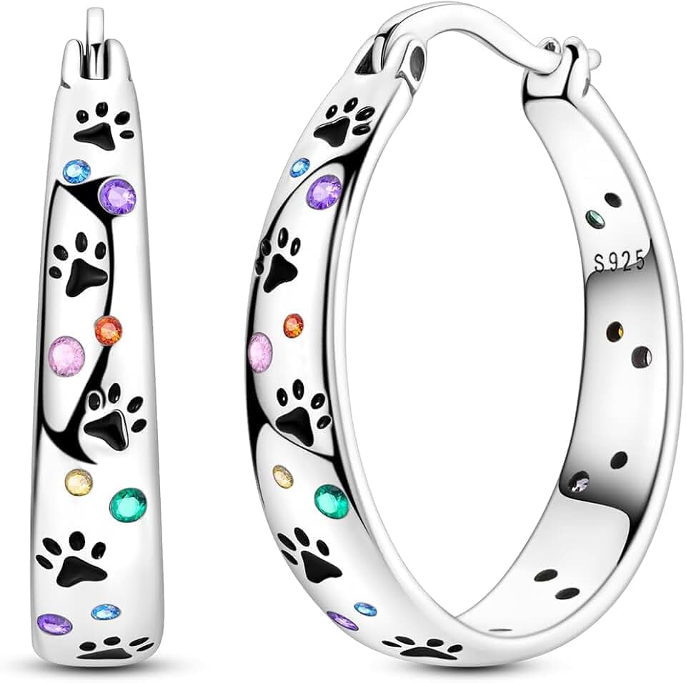 NARMO 925 Sterling Silver Hoops Colorful Pet Claws Earrings for Women