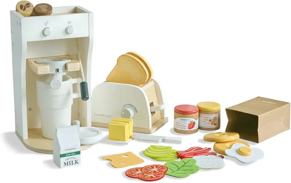 Teamson Kids Little Chef Santa Barbara Breakfast Play Food Set, White