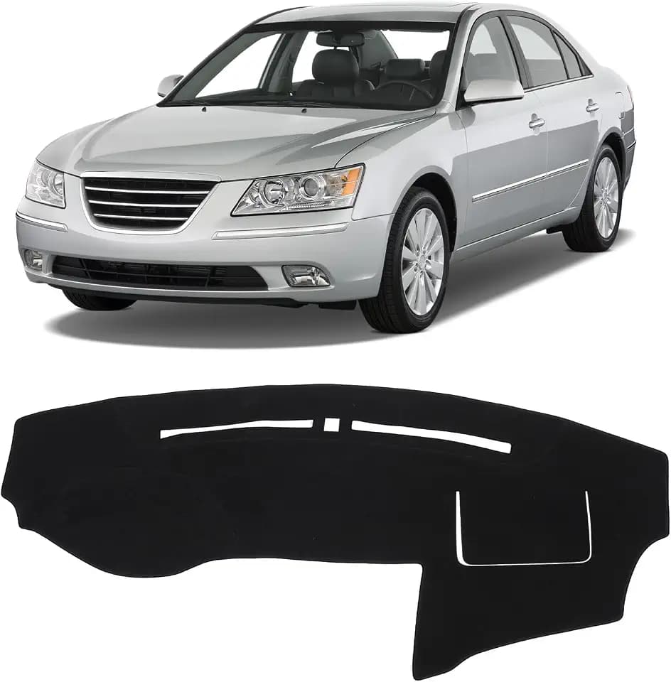 KUST Black Dash Cover Compatible with Hyundai Sonata 2009-2010 Dashboard Cover Accessories for Sonata Non-Slip Polyester Dashboard Mat Custom Fit Center Console Sunshield Protector No Glare