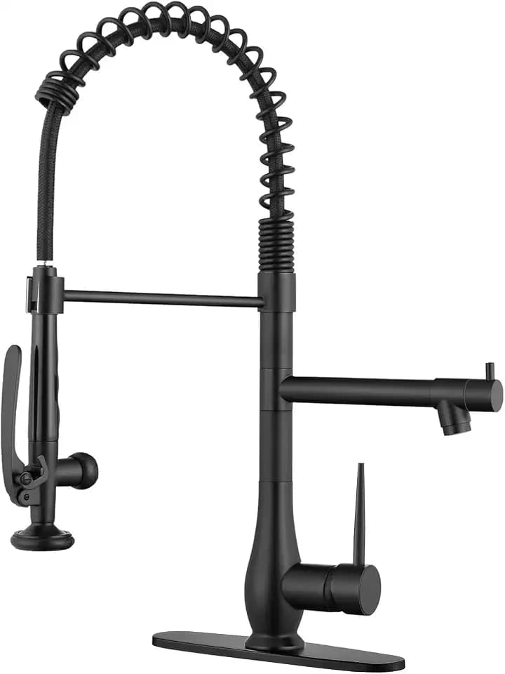 GIMILI Matte Black Commercial Kitchen Sink Faucet with Pull Down Sprayer