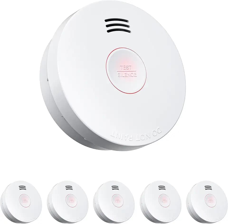 SITERWELL Smoke Detector Fire Alarms, 10 Year Battery Smoke Alarm Fire Detectors with Photoelectric Sensor & Low Battery, UL217 10th Listed, GS525A, 6 Packs