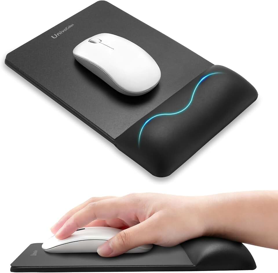 univo colors Mini Size Mouse Pad for Business Trips and Travel,Premium PU Material,Ergonomic Design,Smooth Mouse Operation with Hard Plate,Reduces Fatigue(Black)
