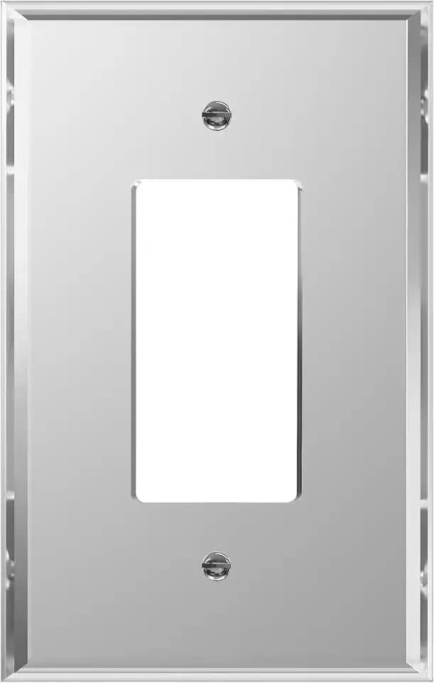 LIDER Decorator Wall Plate, Mirrored Light Switch Plate, Oversized 1-Gang
