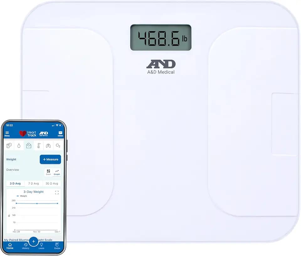 A&D Medical UC-356BLE Bluetooth Digital Weight Scale, 550lb Capacity