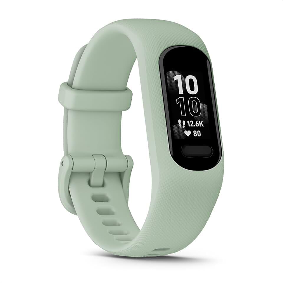 Garmin vívosmart 5 – Fitness-Tracker mit extragroßem OLED-Touchdisplay, Gesundheitsfunktion wie Schlafqualität und Herzfrequenzmessung. Bis zu 7 Tage Akkulaufzeit, wasserdicht und Notfallhilfe.