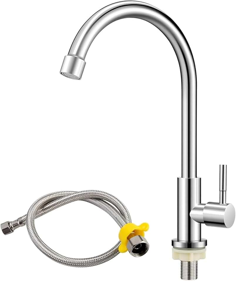 Wasserhahn Kaltwasser 360°Schwenkbar Wasserhahn aus Rostfreiem Stahl