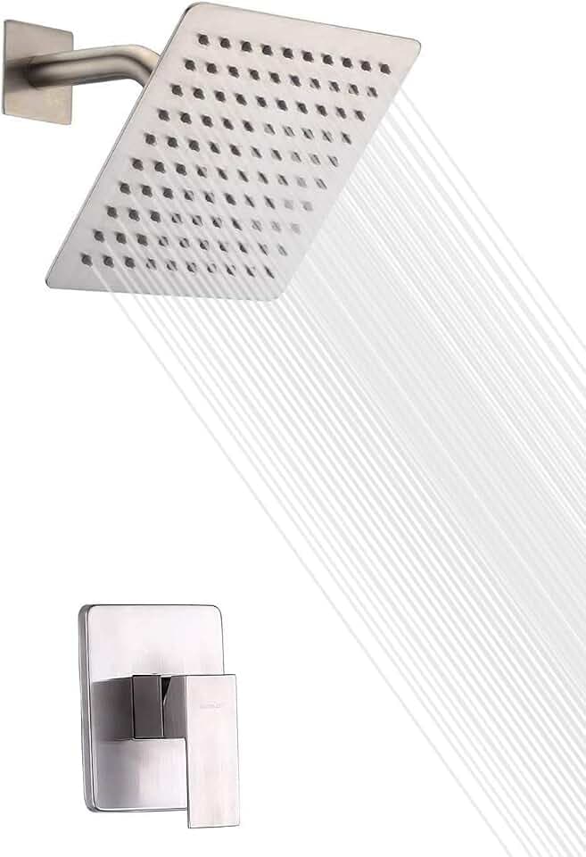 SUMERAIN Bathroom Shower Faucet Brushed Nickel with 8" Rain Shower Head