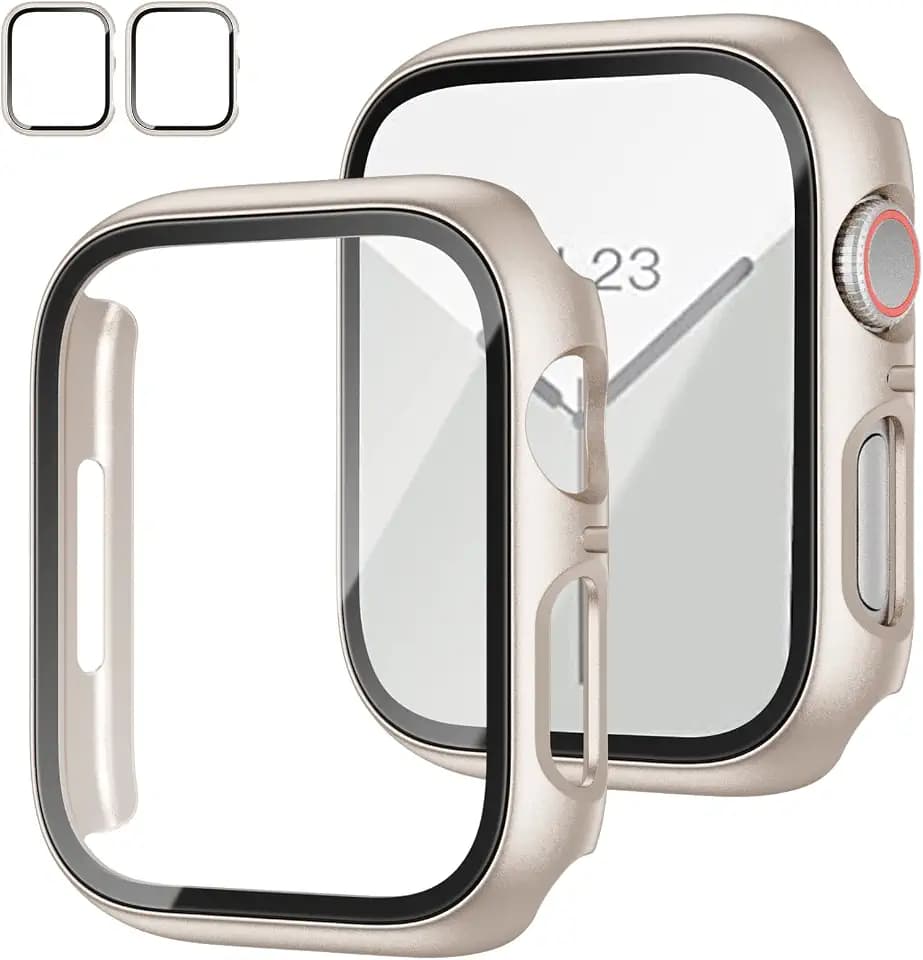 JZK Case with Screen Protector for Apple Watch Series 3/2/1 42mm,Starlight