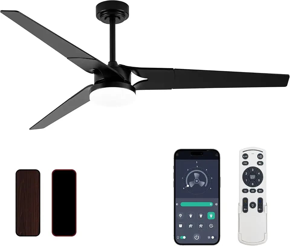 Ceiling Fan with Lights and Remote, Black 60 In
