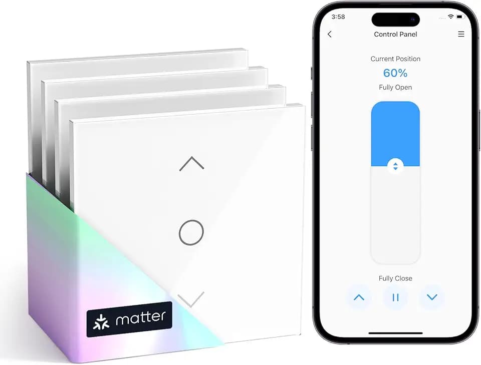 meross Matter Rolladenschalter Smart 80x80mm, WLAN Rolladen Schalter mit Zeitschaltuhr für Rollläden, Jalousien, Markisen, kompatibel mit Alexa，Apple HomeKit und Google Home, 4pcs