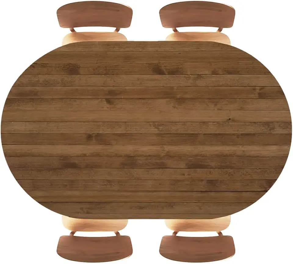 Fitted Oval Tablecloth, Dark Wood Texture, Elastic Edges, 42"x60"