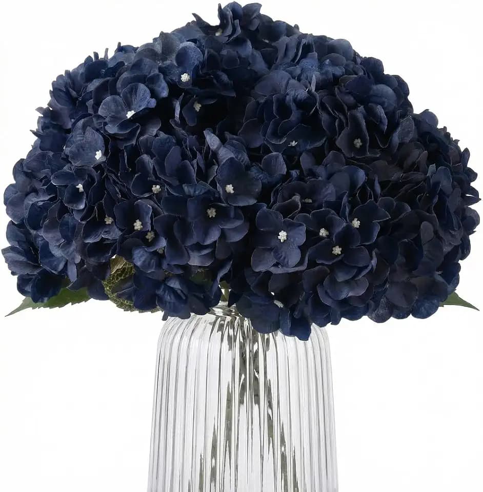 2Bouquets 20" Navy Blue Silk Hydrangea Artificial Flowers