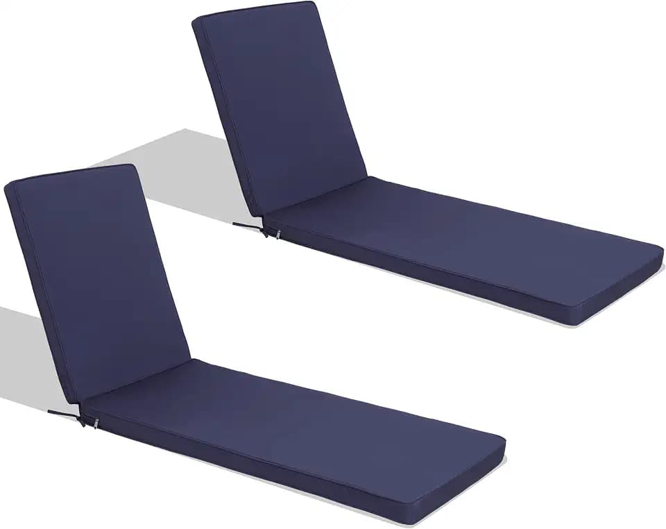 Only Choice Chaise Lounge Cushion, Outdoor Chair Cushions for Pool Side Chaise Lounge, Patio (Navy Blue-2 pc)