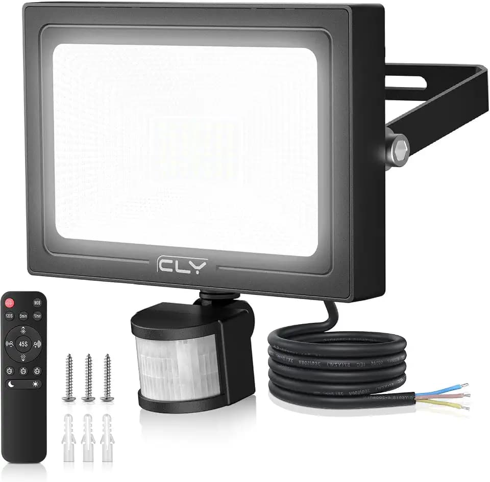 CLY 35W LED Strahler mit Bewegungsmelder Außen Fernbedienung 3290LM 6500K Kaltweiß LED Fluter mit Sensor IP66 Wasserdicht Außenstrahler 4 Modi 10 Helligkeitsstufen Scheinwerfer für Garage Garten Hof
