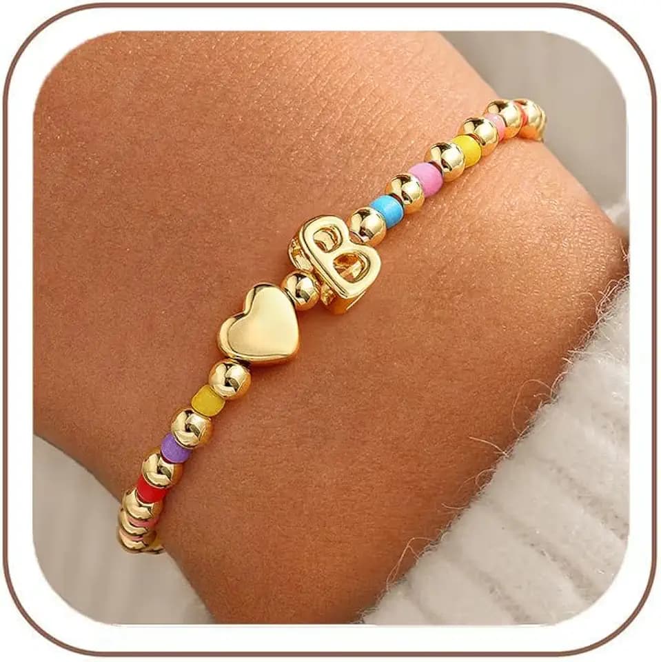 Turandoss Colorful Beaded Initial Bracelets for Girls, Gifts for Girls Kids