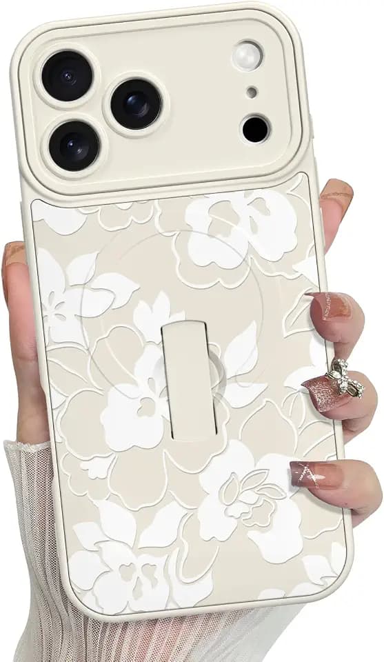 MZELQ for iPhone 17 Pro Max Case Floral Flower Pattern -White