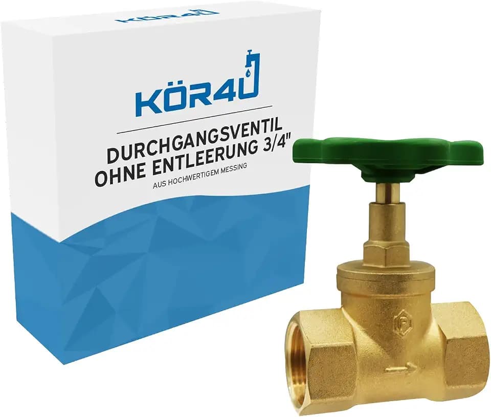 kör4u Durchgangsventil 3/4 Zoll Messing PN10 Innengewinde ohne Entleerung
