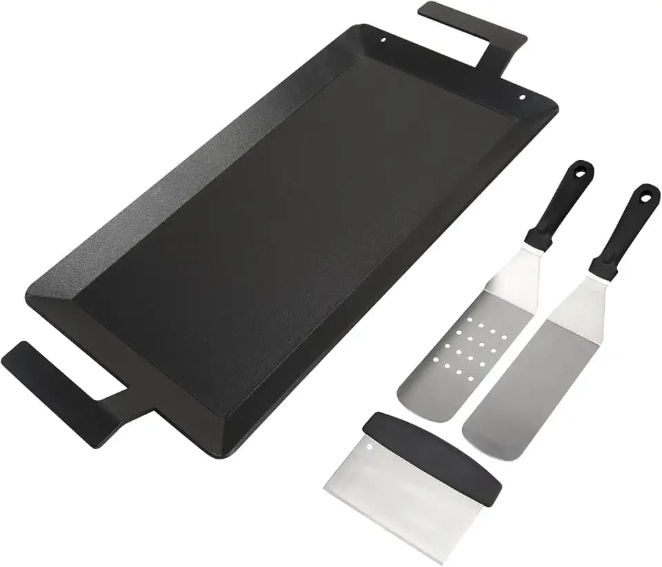 24'' x 10'' Large Carbon Steel Griddle for Stove Top Electric Gas Grill