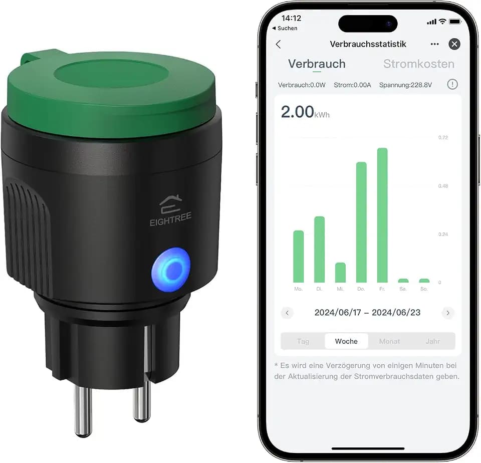 EIGHTREE WLAN Steckdose Outdoor, IP64 Außensteckdose wasserdicht, 2,4GHz