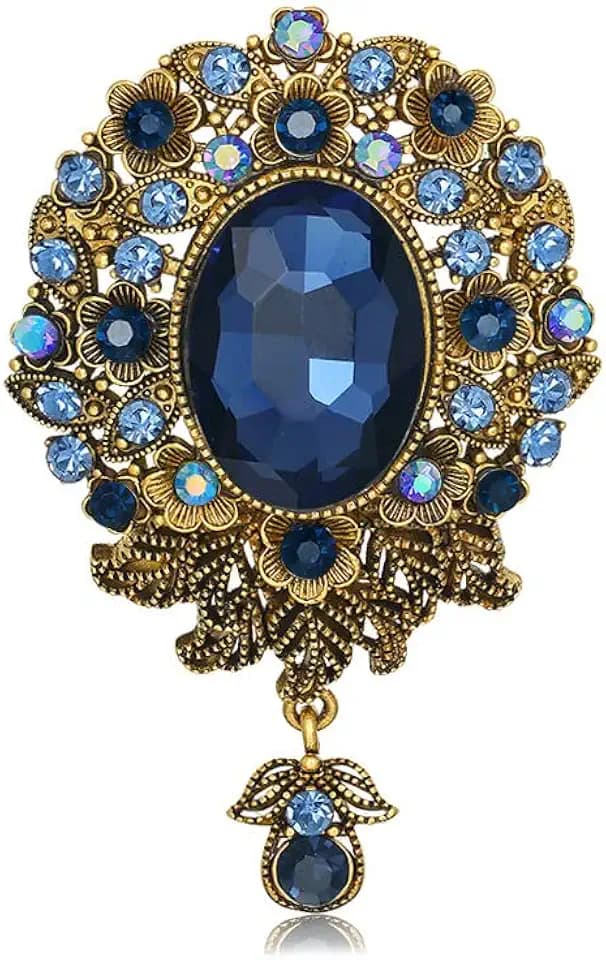Vintage Teardrop Diamond Brooch Pin for Women Men Crystal Elegant Flower Badge Brooches Lapel Pins Scarf Clip Boutonniere Corsage for Clothes Dress Hats Bags Accessory