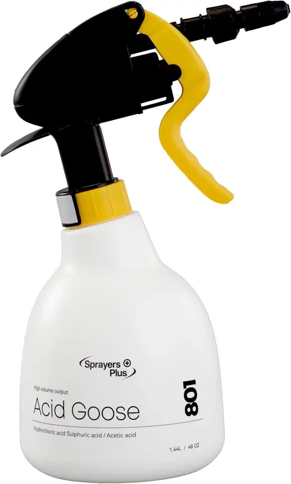 Sprayers Plus 801 Acid Trigger Sprayer, Heavy Duty Chemical Resistant Bottle for Muriatic Acid, Rust Removal & Aluminum Brightening, Professional Acid Sprayer 316 Stainless Steel Spring,1.44Litres