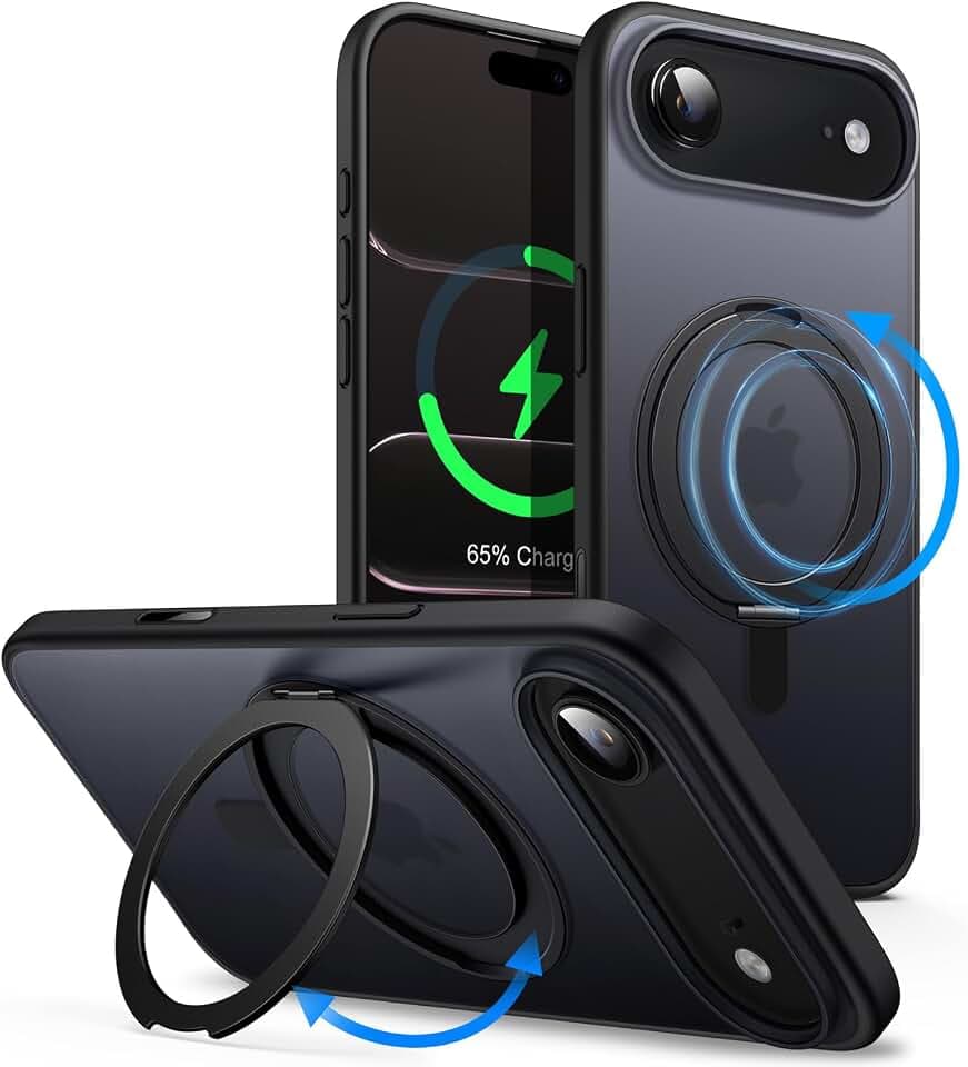 JETech 360° Rotatable Ring Stand Case for iPhone Air, Black