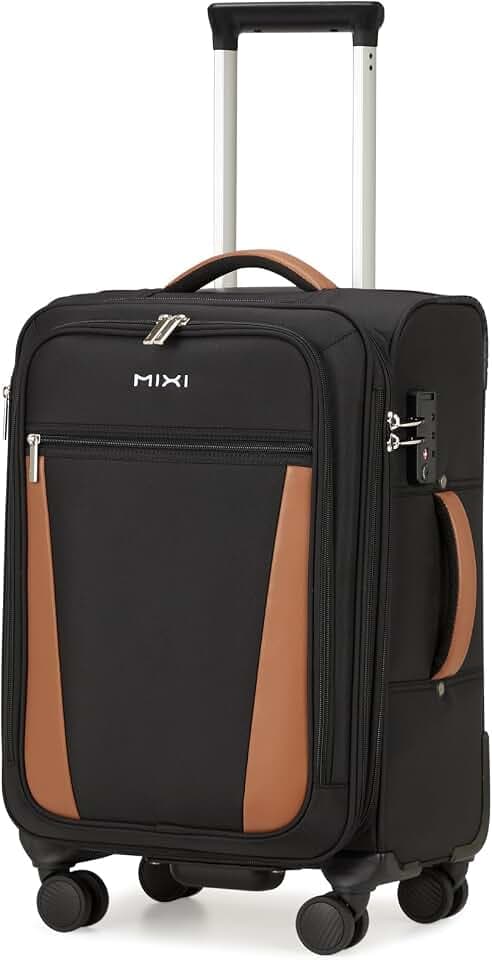 mixi Carry On Luggage 20 Inch Softside Expandable Suitcase, Black