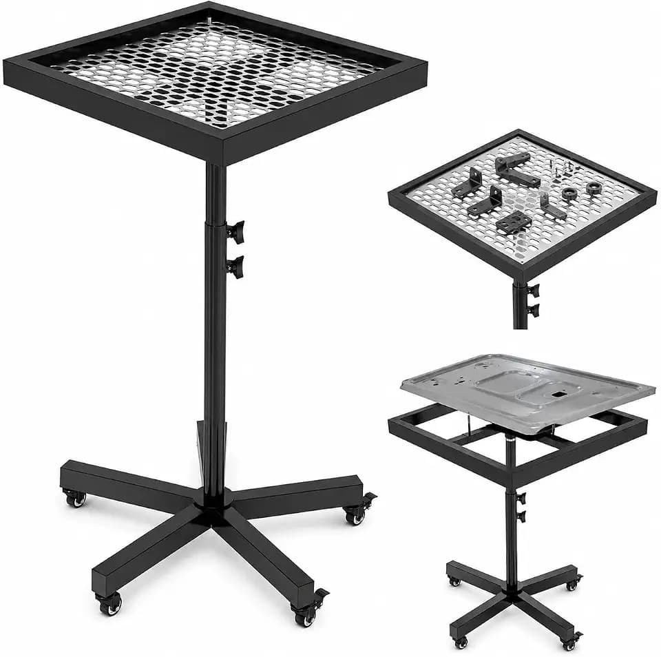 360° Rotating Spray Paint Rack, Adjustable Paint Stand with Wheels