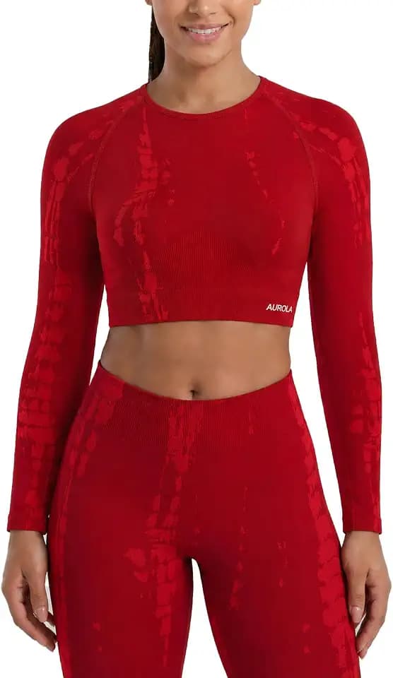AUROLA Serpent Women's Seamless Long Sleeve Crop Top Workout Shirts