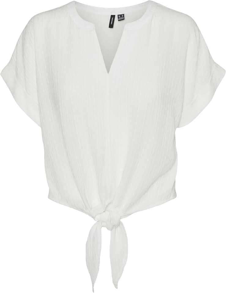 VERO MODA Damen Vmgabbi Ss Cropped Tie WVN Ga Top