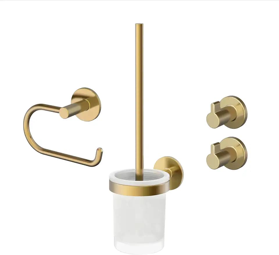 Lenz Bad-Accessoire-Set Juna in Gold – Anti-Fingerabdruck Oberfläche