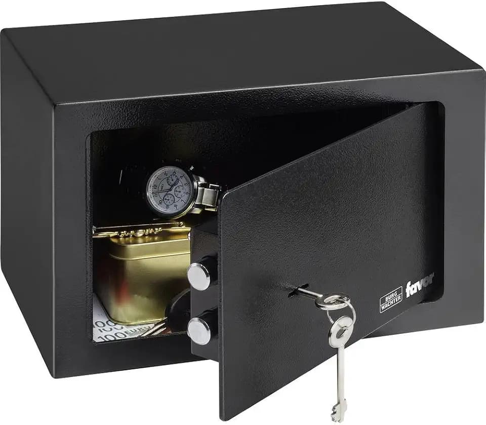 Burg Wächter Möbeltresor mit Schlüssel, Favor, 10,2 l, 4,1 kg, S3 K, schwarz, FAVOR S3 K, HxBxT: 200 x 310 x 200 mm