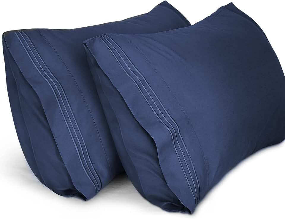 Lirex 2er Pack kissenbezug 50 x 75 cm, Weiche Gebürstete Mikrofaser-Kissenbezüge, Hotelverschluss kopfkissen bezug，Kopfkissenbezug aus weichem Mikrofaser ，Oeko-TEX Zertifiziert (Blau)