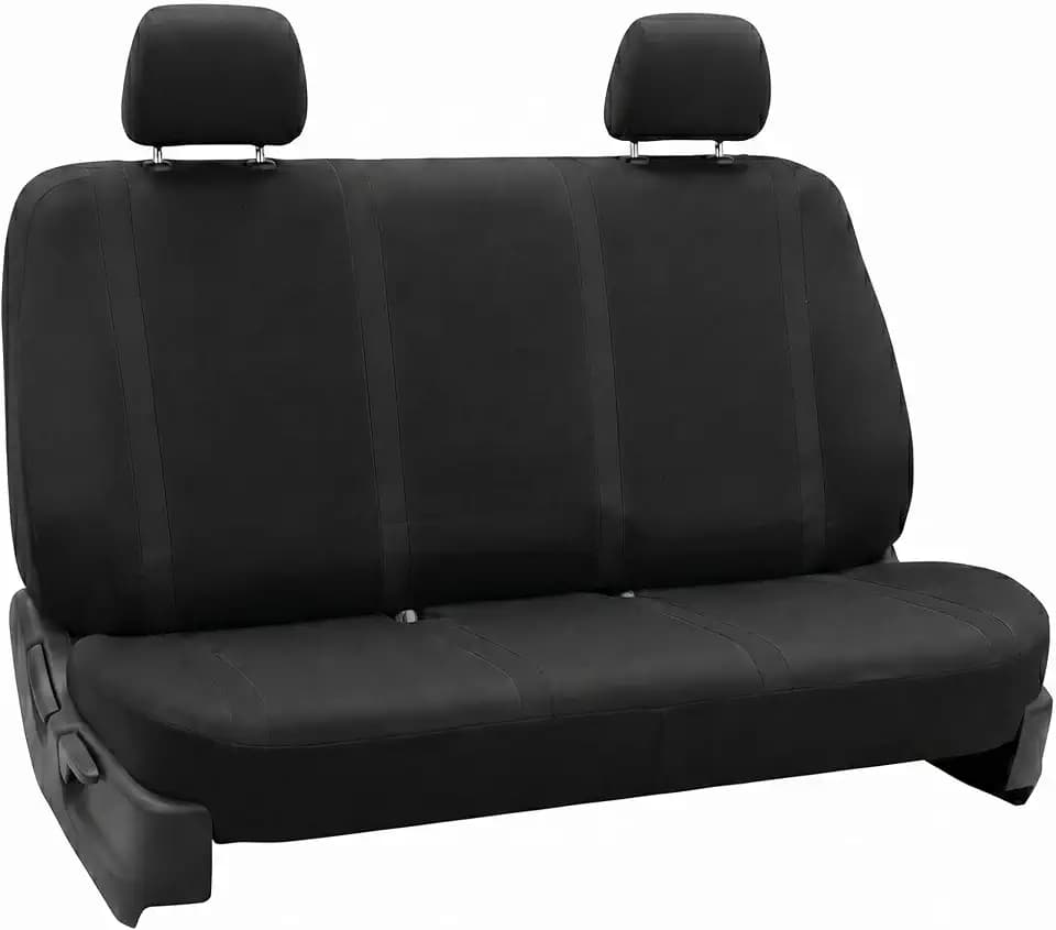 FH Group Car Seat Covers Rear Set Cloth - Car Seat Covers with Removable Headrest,Universal Fit,Automotive SeatCovers,Washable Car SeatCover for SUV,Sedan,Van Black