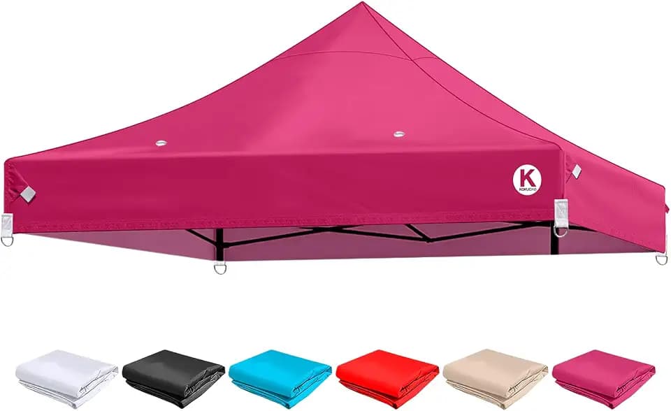 10x10 Canopy Replacement Top Heavy Duty 600D Oxford Fabric with 8 Drainage Holes, Waterproof & 99% UV Resistant Tent Cover for Pop-Up Canopy, Professional Replacement Top Only (Pink)