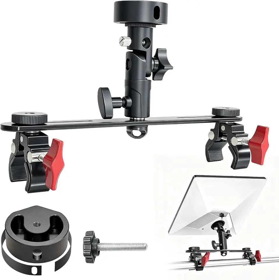 Starlink Mini Mount, Dual-Clamp Pole Mount Kit, Aluminum Alloy Mounting Bracket for RV Ladder, Roof Rack, Pole and Outdoor Setup, 1/4"-20 Thread for Camping, Van and Boat