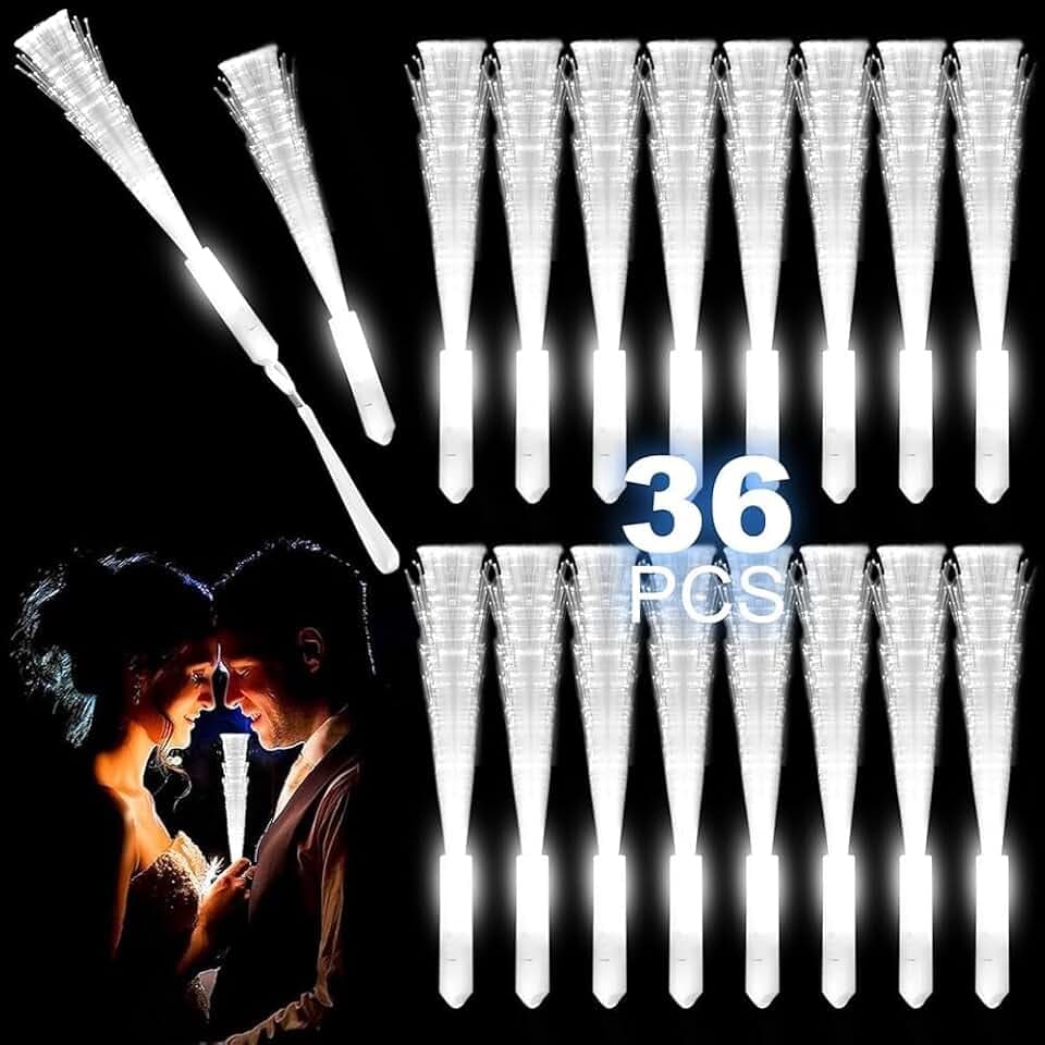 36 Stück LED Leuchtstäbe Party, Glasfaser Leuchtstab Set