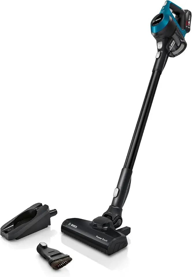 Bosch Akku-Staubsauger Unlimited Serie 6 BKS6111P, kabelloser Handstaubsauger, beutellos, leicht, Hygiene-Filter, 10 Jahre Motorgarantie, hohe Saugleistung, Lange Laufzeit, alle Bodenarten, blau