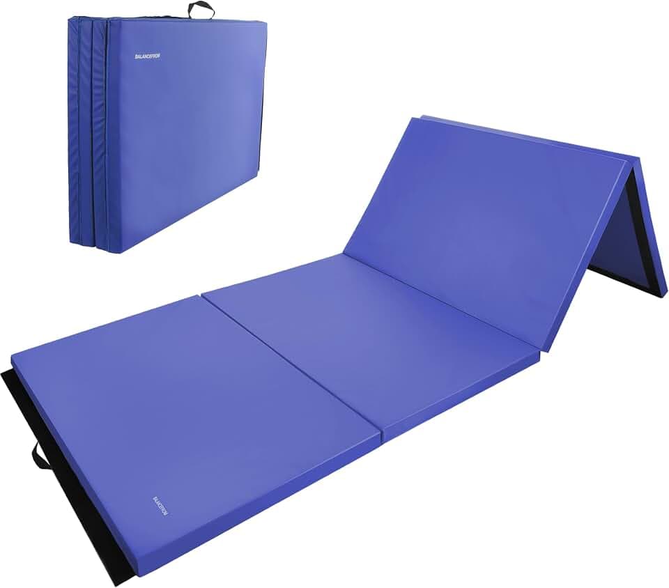 HulkFit 4x8 Gymnastics Mat 2 Inch Thick Folding Tumbling Mat for Home Gym