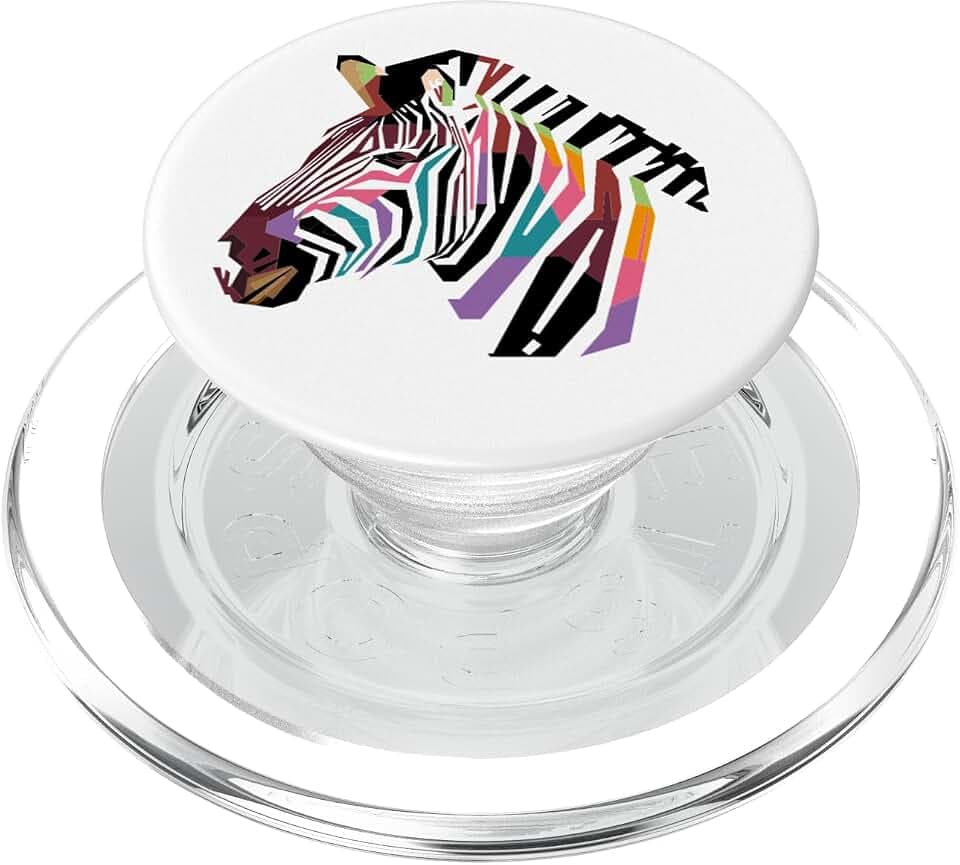 Buntes Zebra Zoo Tier Porträt PopSockets PopGrip: Ausziehbarer Sockel und Griff für Handys/Tablets mit Tauschbarem Top PopSockets PopGrip für MagSafe