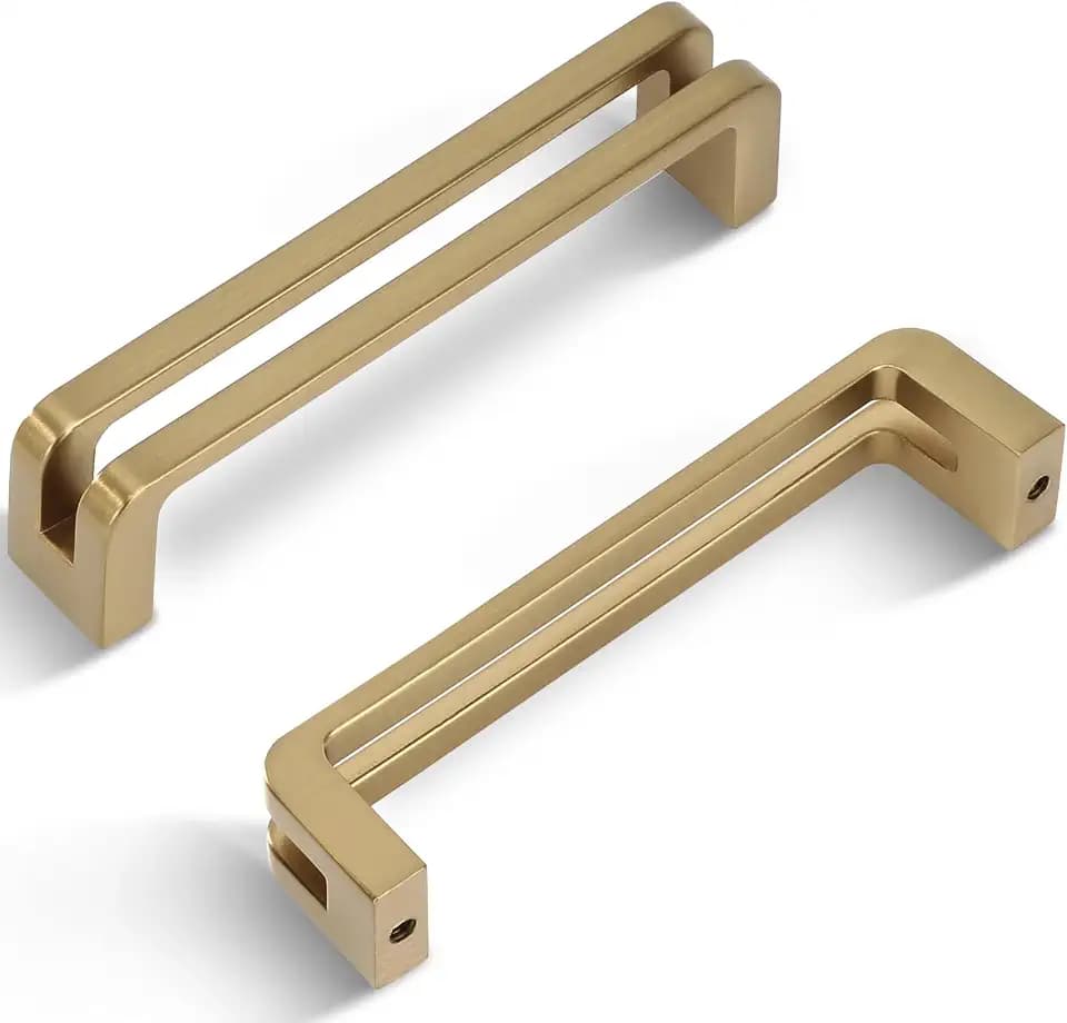 3-3/4 Inch(96mm) Hole Center Champagne Bronze Zinc Alloy Solid Cabinet Pulls,Dresser Cabinet Handles Luxury Cabinet Pull Hardware for Bedroom, Kitchen 6 Pack 7600