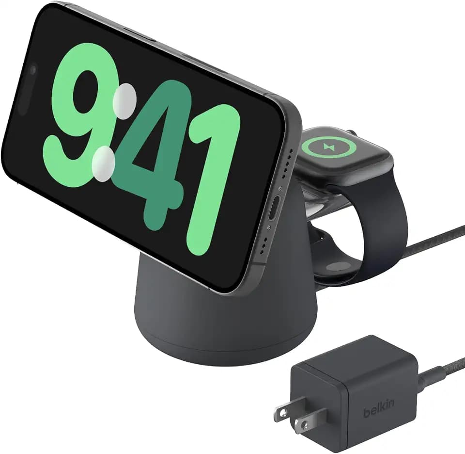 Belkin MagSafe 15W 2 in 1 Wireless Charging Dock, Fast Charger